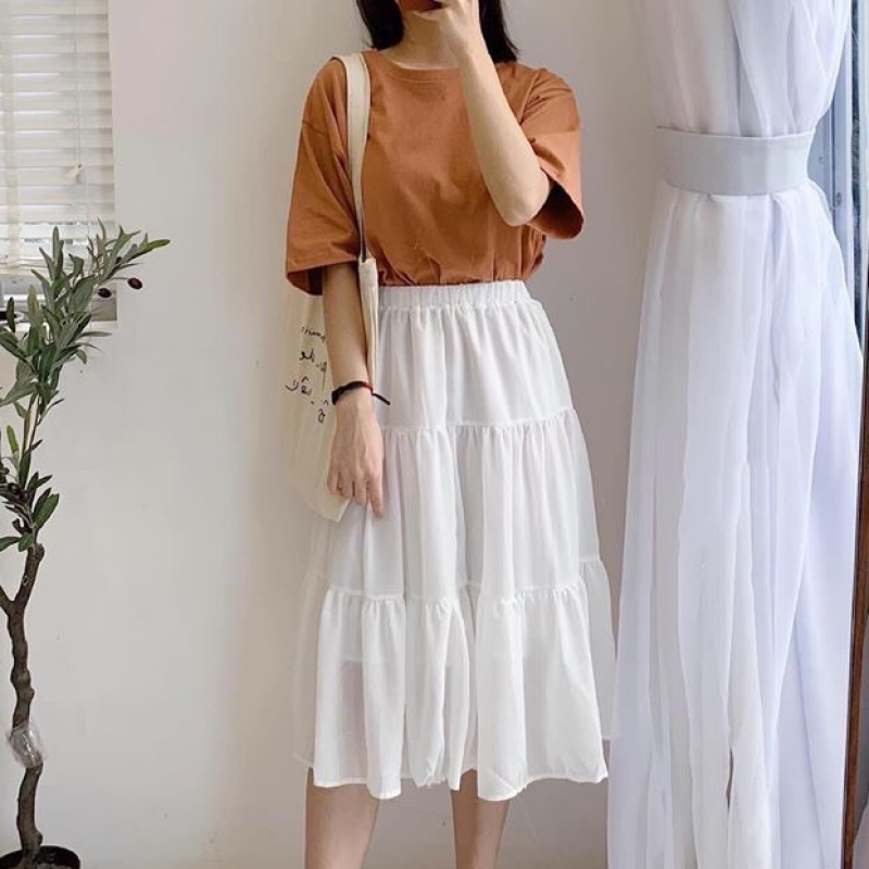 CHÂN VÁY XÒE DÁNG DÀI VOAN LỤA UN0040