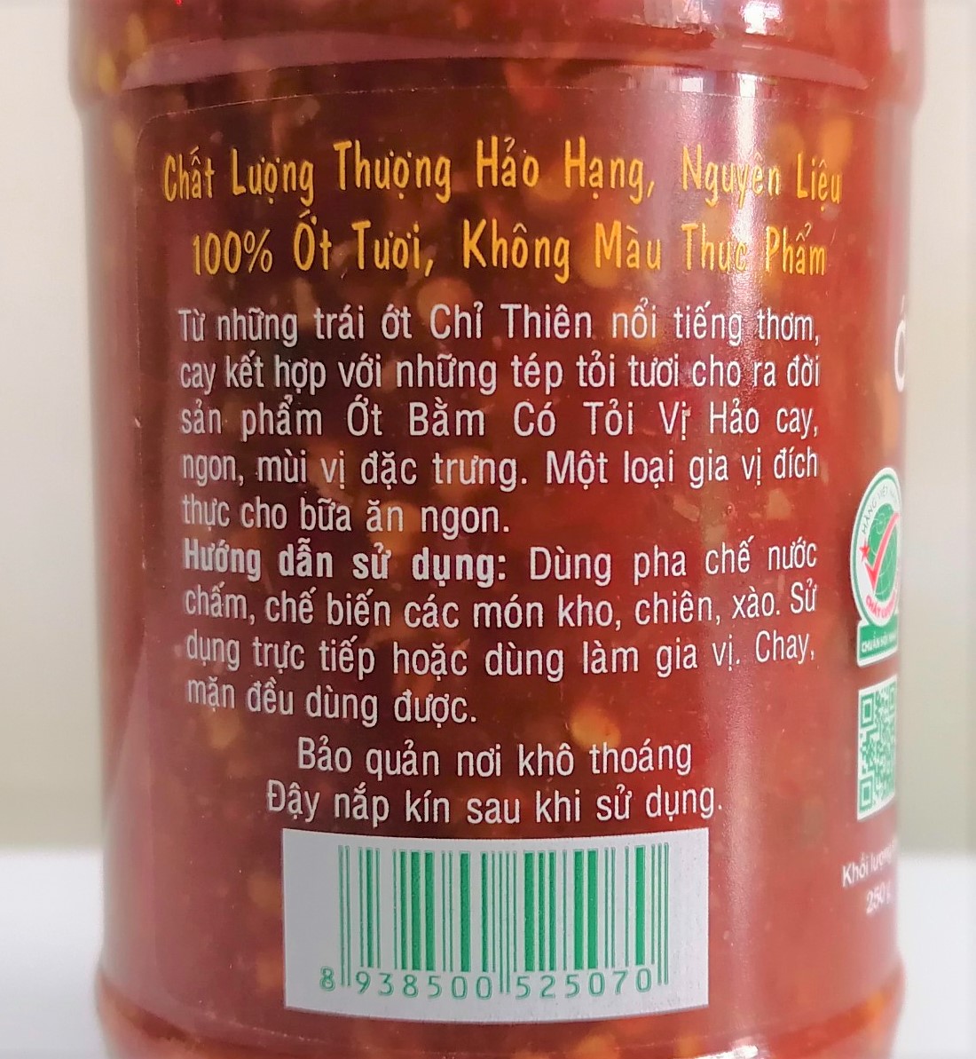 [có TỎI] (lọ 250g) ỚT BẰM CÓ TỎI VỊ HẢO Chopped Chilli With Garlic