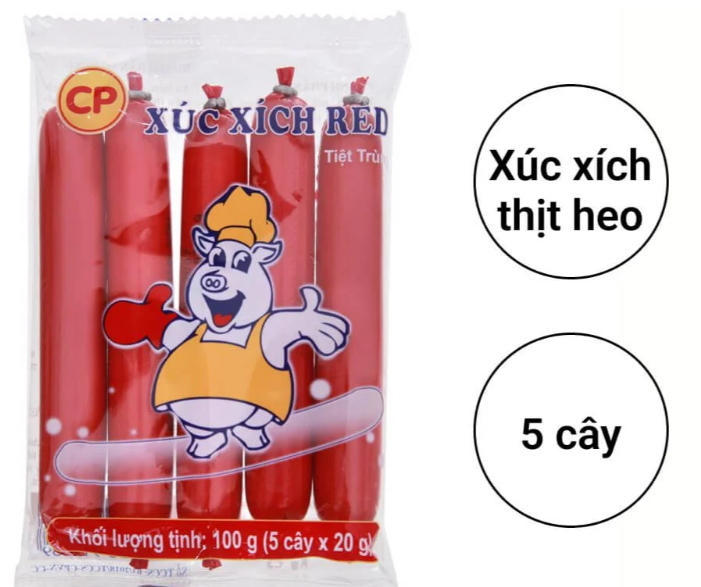 Xúc xích heo tiệt trùng C.P gói 100g
