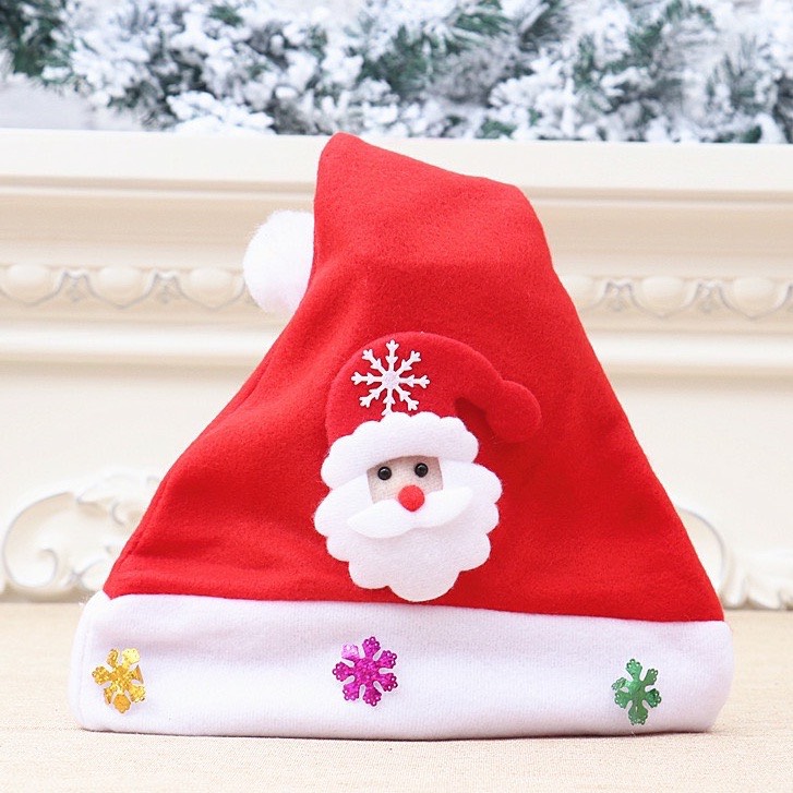 Mũ noel cho bé có hình và có đèn led chất liệu vải nỉ, mũ ông già noel hoạt hình cho bé