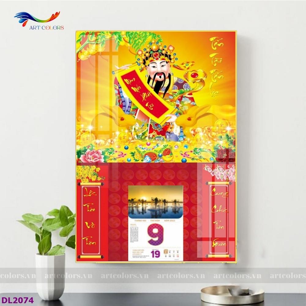 Lịch gỗ treo tường- lịch tráng gương 2024 phúc lộc thọ kích thước bìa 40x60cm - tặng bloc đại