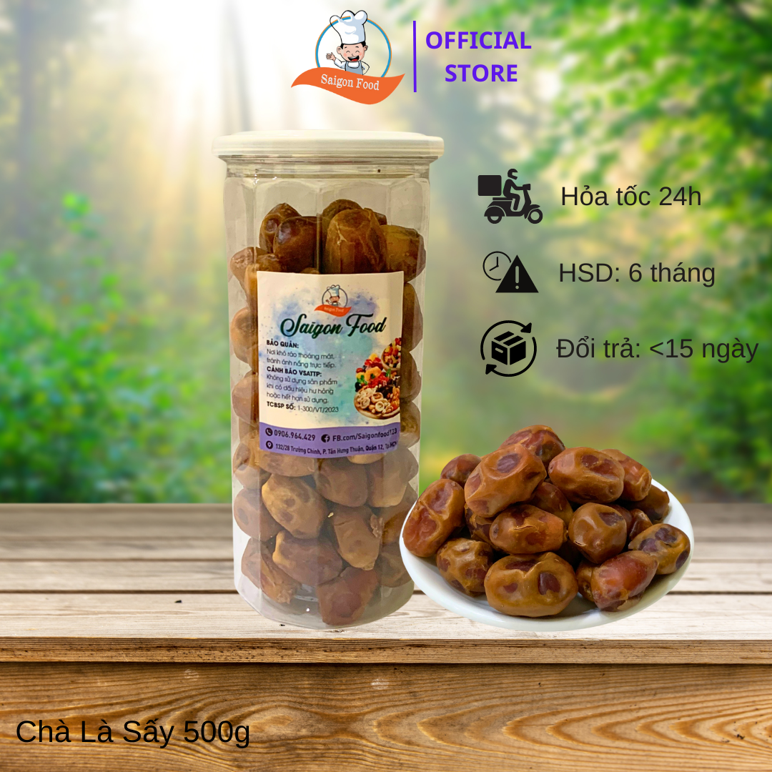 500gr [ Lon Pet] Chà Là Iran Sấy Khô Không Đường