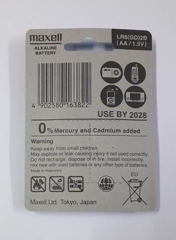 5 VĨ - PIN AA MAXELL ALKALINE BATTERY ( 1 vĩ / 2 viên)