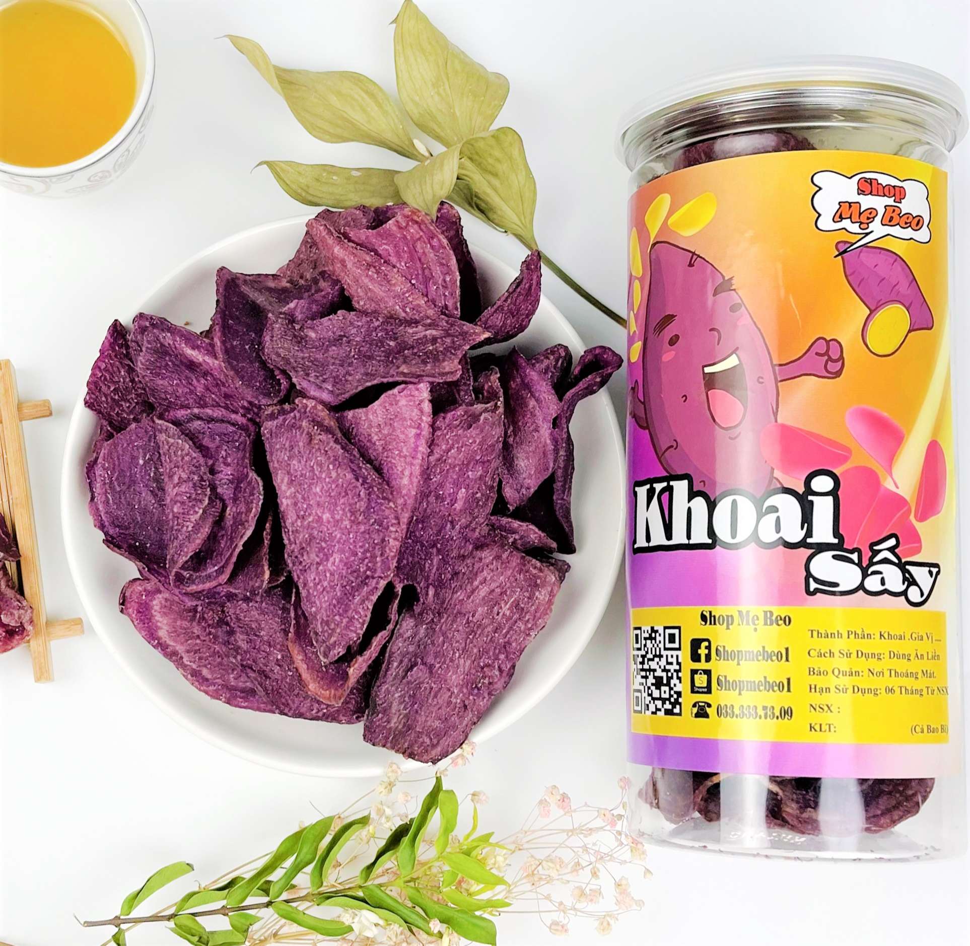 [ HOÀN TIỀN 10% ]500Gr Khoai Lang Tím Sấy Mật Giòn Tan