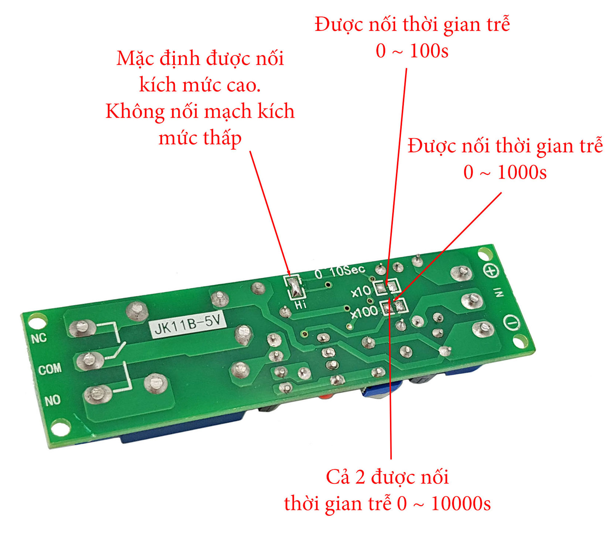 Module tạo trễ 0-10000s JK11B 5VDC / 12VDC
