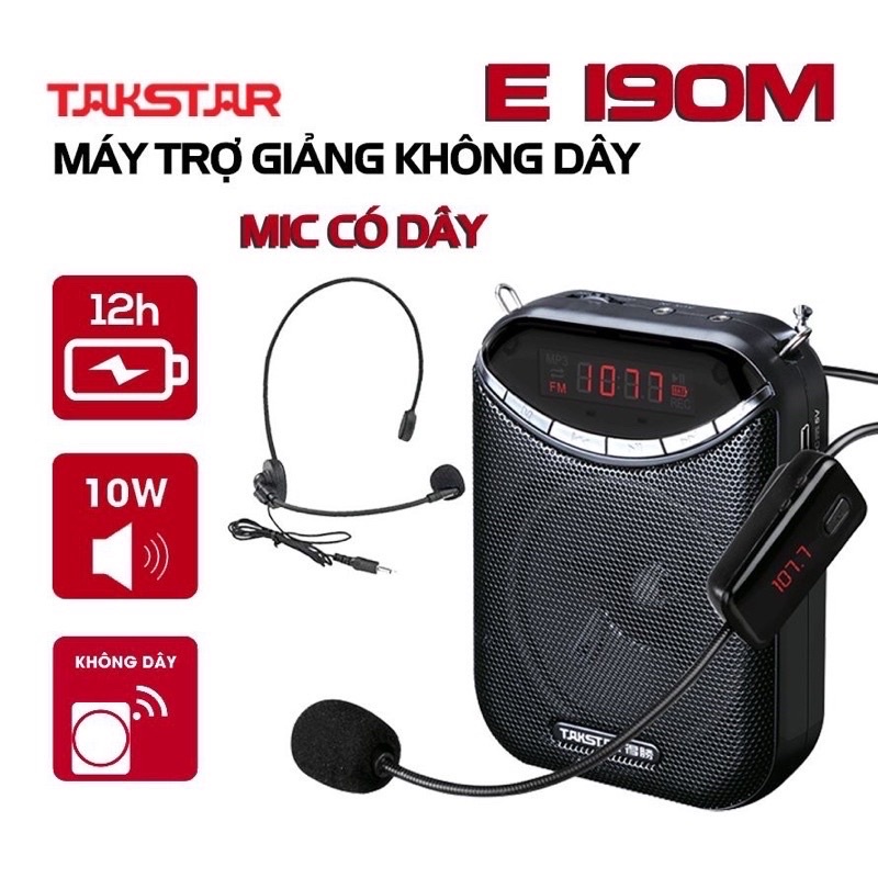 Micro trợ giảng kèm loa Takstar E190M không dây và có dây