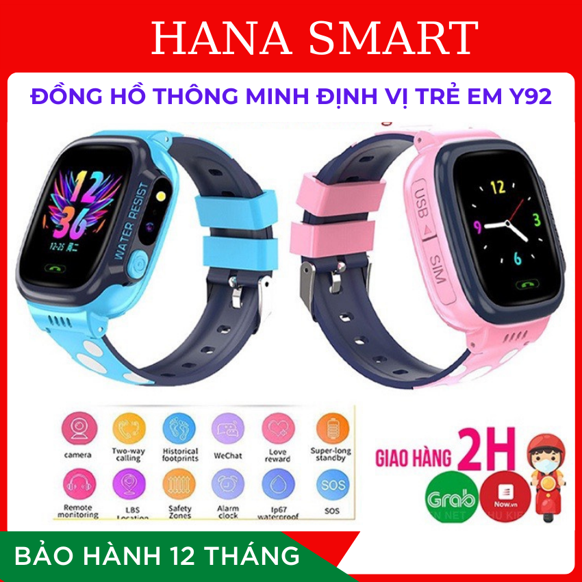 Đồng hồ thông minh trẻ em Y92 định vị cảm ứng chống nước nghe gọi 2 chiều