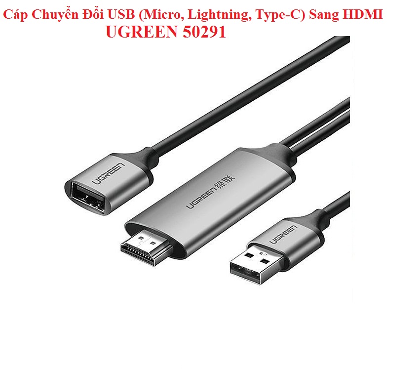 Cáp Chuyển Đổi USB (Micro, Lightning, Type-C) Sang HDMI UGREEN 50291