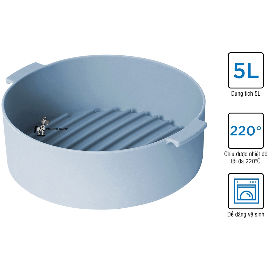 Khay silicone Lock&Lock dùng cho nồi chiên không dầu 3.5L hoặc 5L, sử dụng thay thế giấy nến lót trong lò chiên, nồi chiên,mã sản phẩm CKB002 CKB003
