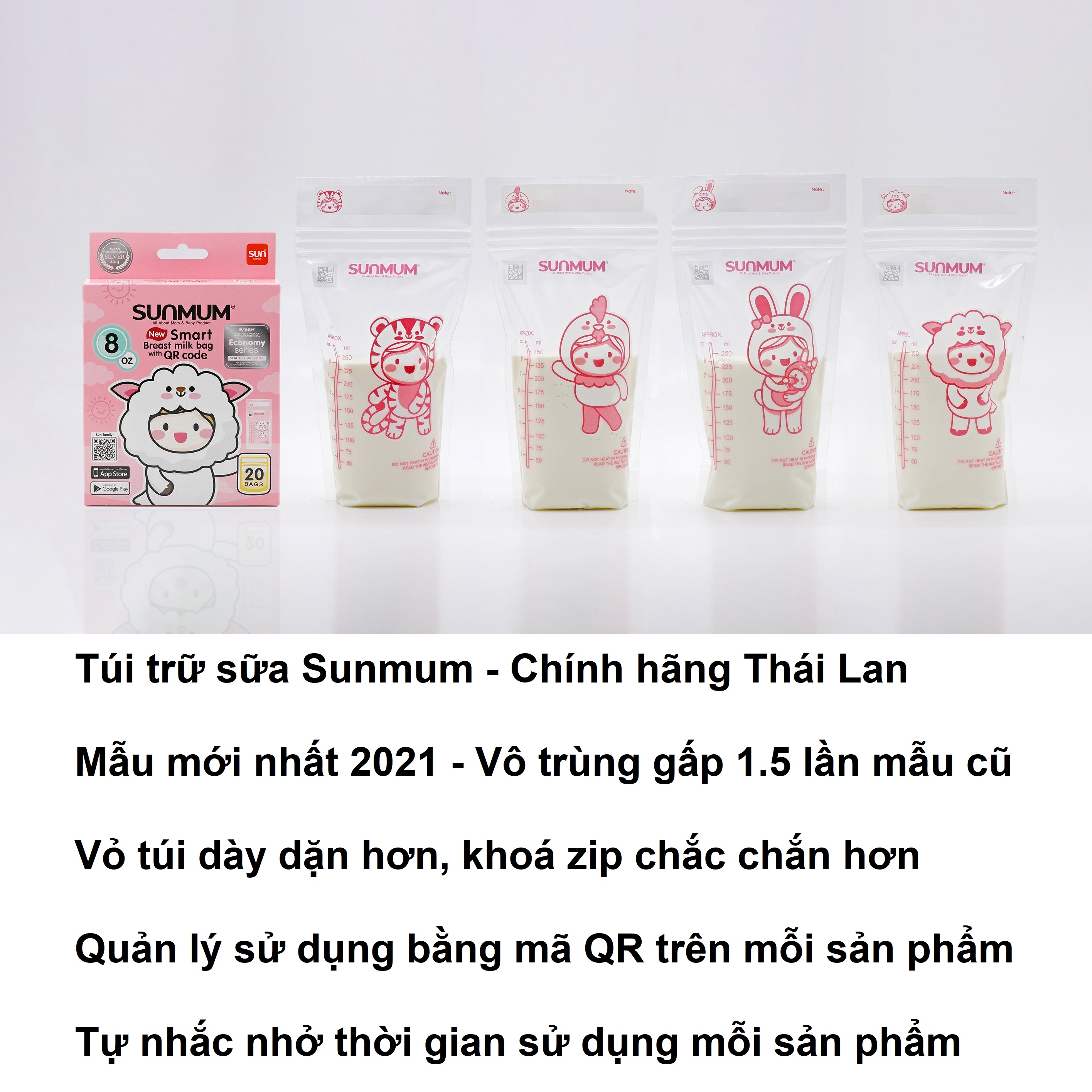 Thùng 12 hộp túi trữ sữa Sunmum Thái Lan