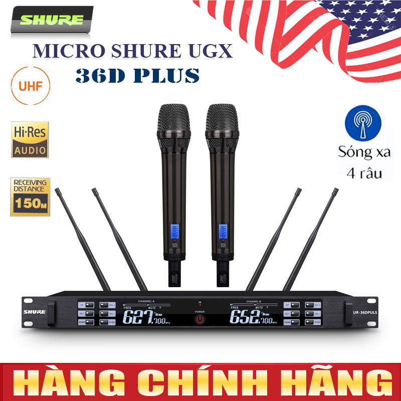 HÀNG CHUẨN MỸ- Micro Không Dây Shure UR36D PLUS Mới ƞhất 2023, Micro Karaoke TỤ TO Chống Hú Rít Cực Tốt, Tính Năng Tự Ngắt Cảm Biến Gia Tốc, Độ Nhạy Cao,Sét Tần Số, Tự Động Dò Sóng Sạch, Chất Âm Trong Sáng