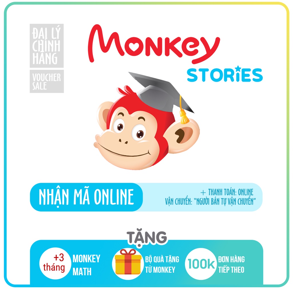 Monkey Stories Toàn quốc [E-voucher]-Voucher Mã học phần mềm tiếng Anh (Trọn đời, 1 năm, 6 tháng)