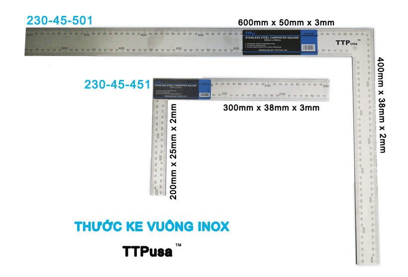 Thước ke vuông inox TTPusa hệ Met