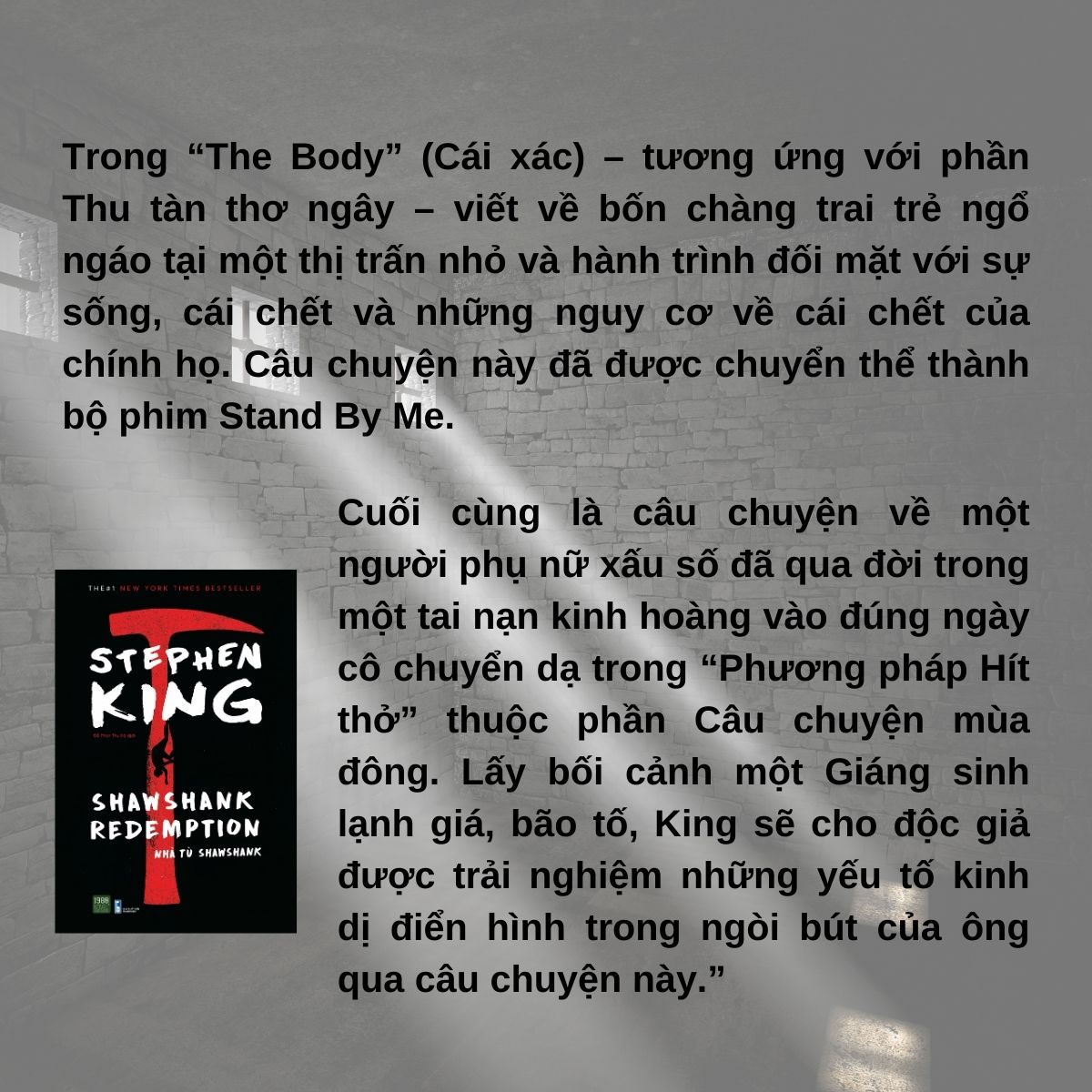 Sách - Shawshank Redemption - Nhà Tù Shawshank ( Stephen King )