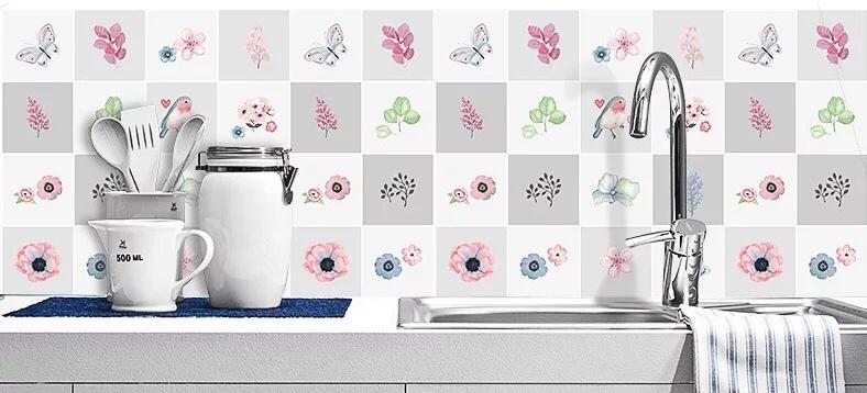 Decal dán bếp tráng nhôm - Hoa Lá Hồng
