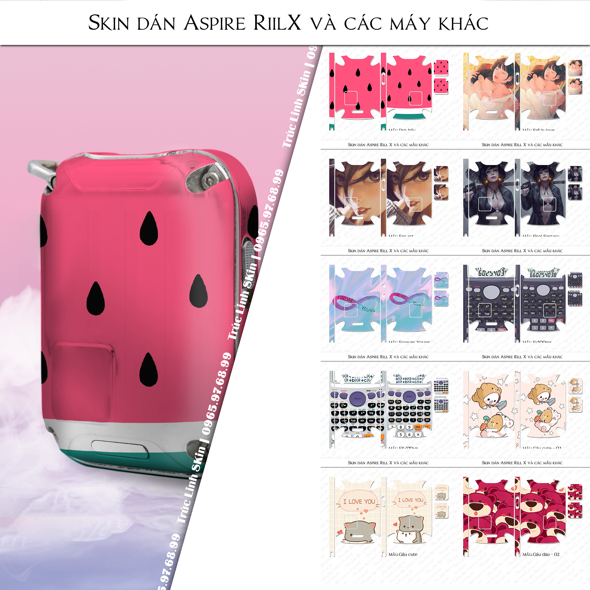 Miếng dán skin cho Riil X mẫu Fall in love (decal dễ dán, đã cắt sẵn)