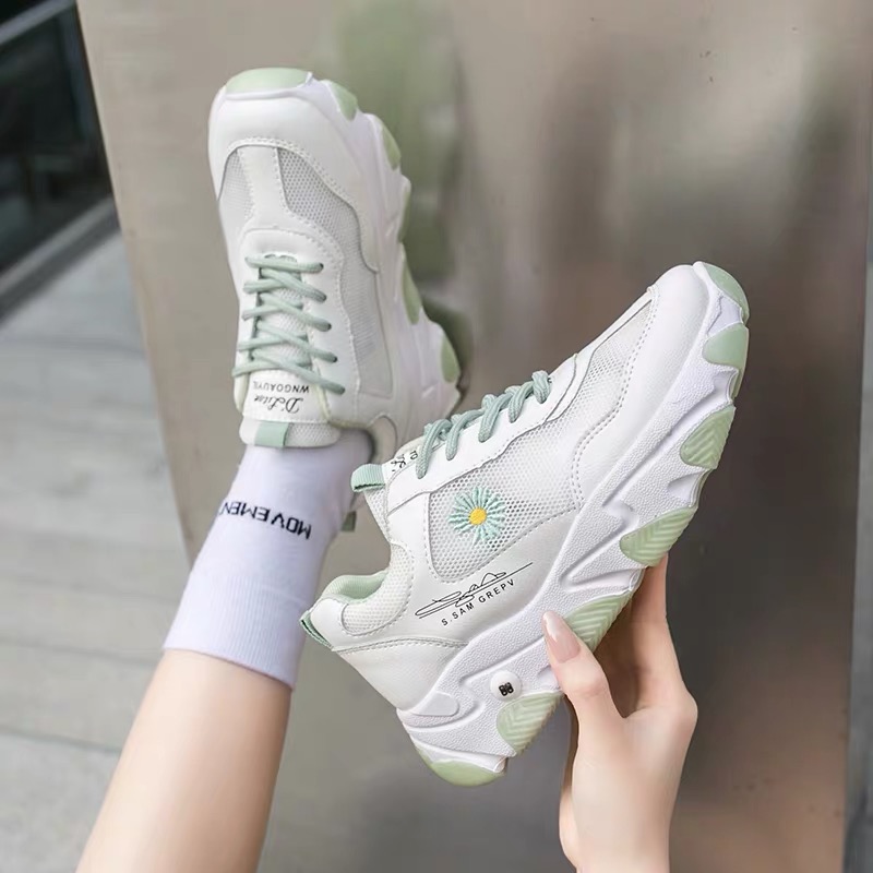 (Video Thật)Giầy nữ snaker uzzang thể thao hoa cúc thời trang trẻ (Grab Store)