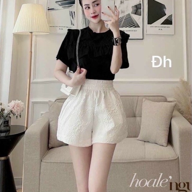 Quần short xốp hoa in nổi siêu hot