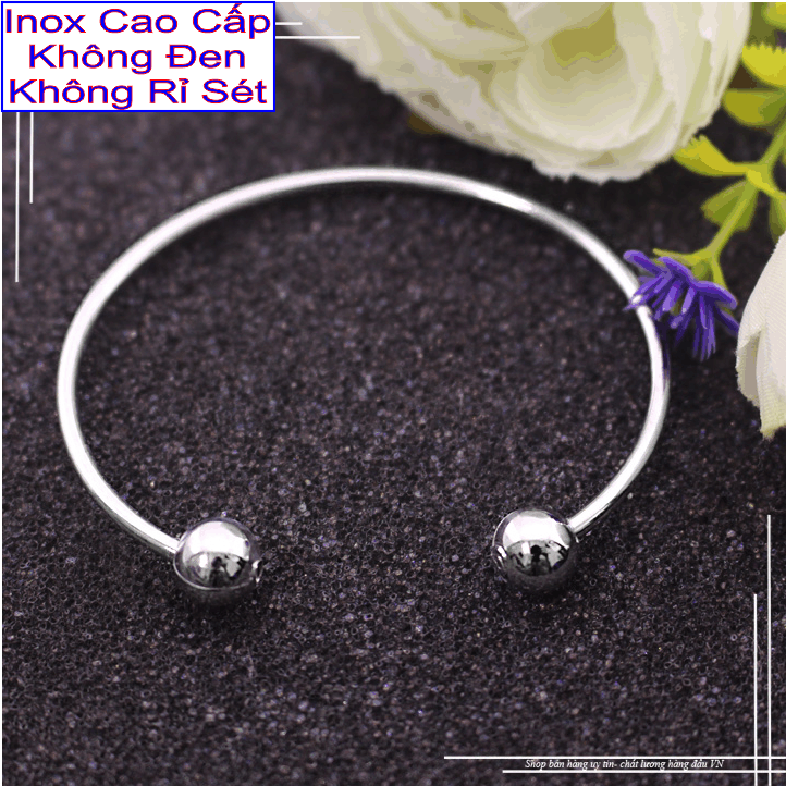 Nhẫn nữ inox Thấy Là Thích kiểu trơn 2 đầu bi ( Tự thu lớn nhỏ theo ngón tay ) - Cam kết 1 đổi 1 nếu hoen , gỉ sét