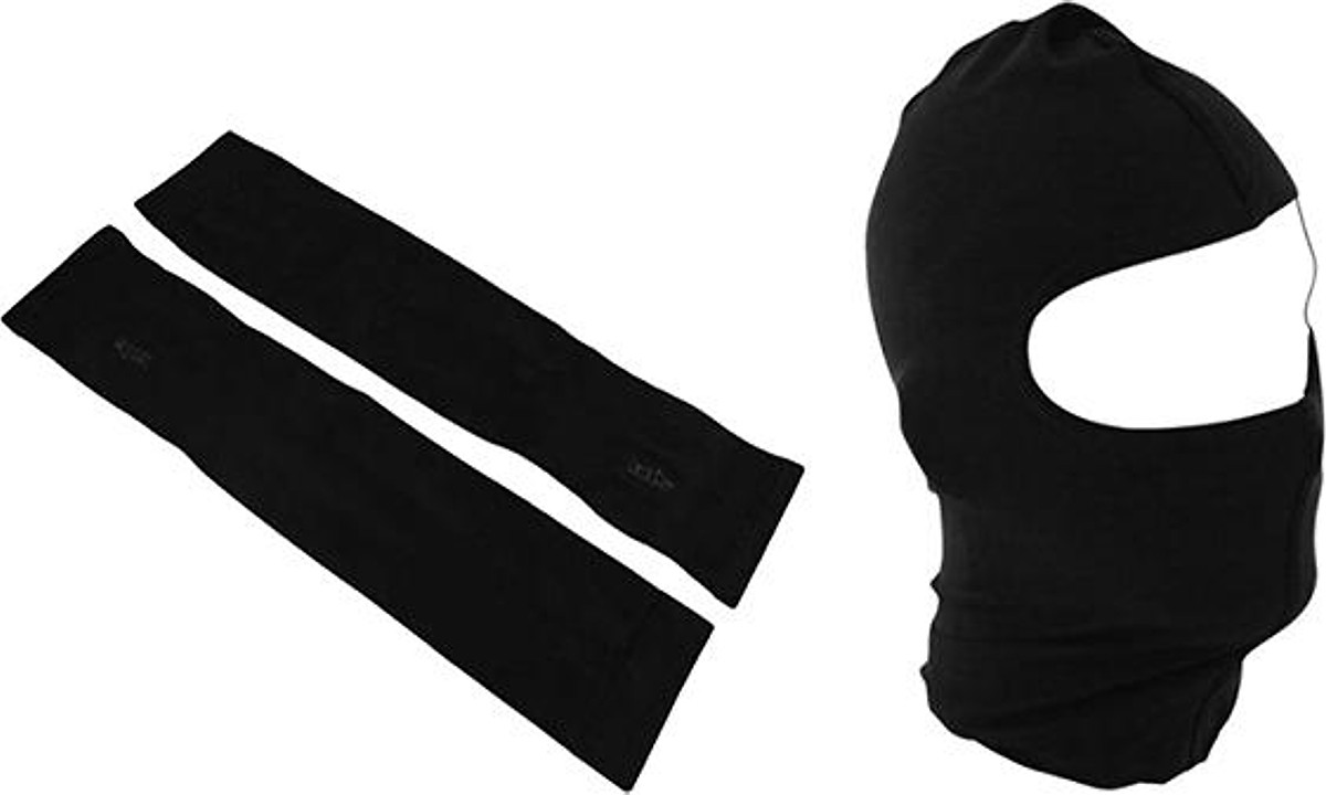 [HCM]Combo Găng Tay Chống Nắng Hở Ngón Và Khăn Trùm Ninja Đen Trơn