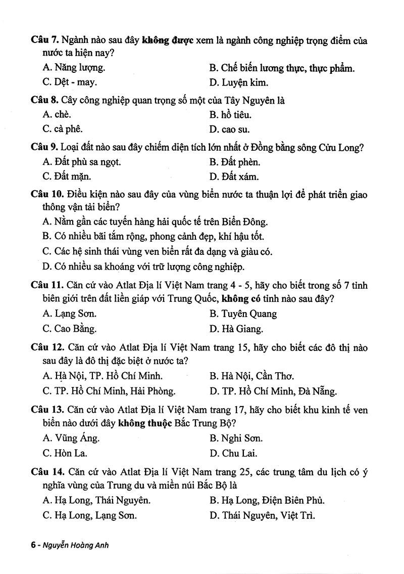 22 Đề Trắc Nghiệm Địa Lí (Luyện Thi THPT Quốc Gia)