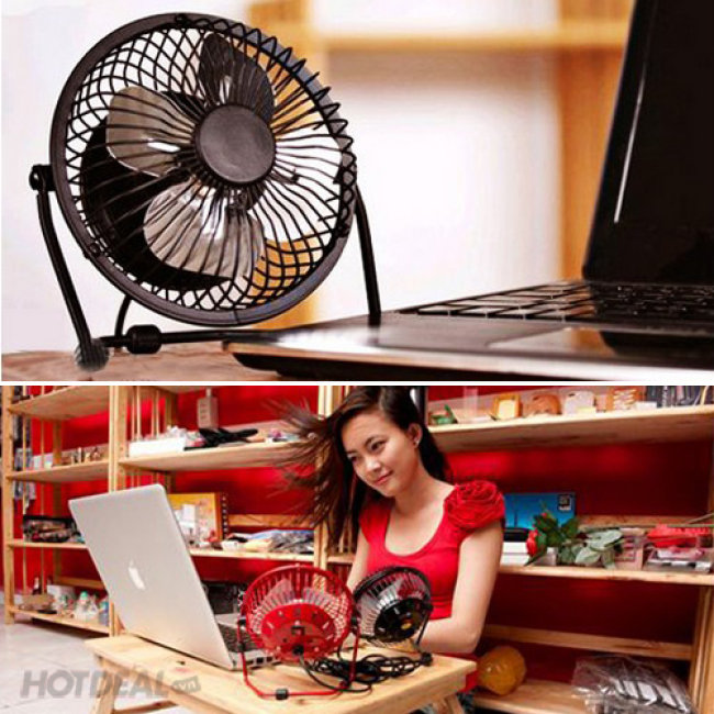 Quạt Mini lồng sắt siêu mát, siêu xinh HQ (Hợp kim nhẹ, Cổng USB) 15 cm - 2427