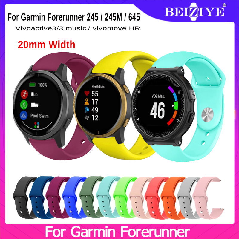 Dây đeo đồng hồ silicon 20 mm dành cho thiết bị đeo tay thông minh Garmin Forerunner 645 245 245M Dây đeo thông minh Vivoactive 3 Âm nhạc / Vivomove HR Thay dây đeo cổ tay