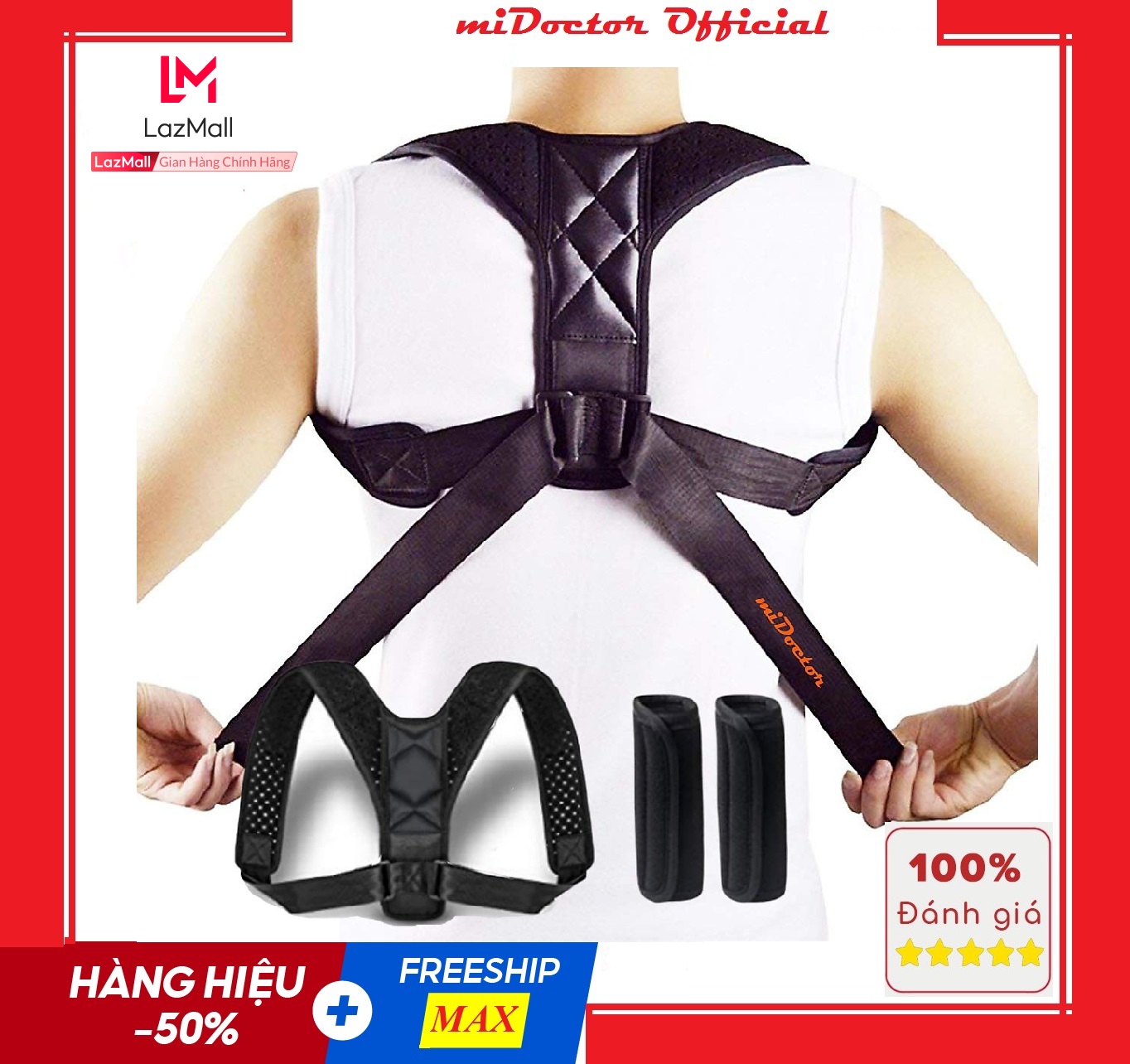 Đai Chống Gù Lưng Cho Người Lớn Nam Nữ miDoctor mi02, Đai Định Hình Cột Sống, Chỉnh Tư Thế Lưng Cao Cấp - Phù Hợp Với Mọi Độ Tuổi - Chữa Hiệu Quả Chứng Gù Lưng, Lưng Tôm, Cong Vẹo Cột Sống (Chính Hãng)