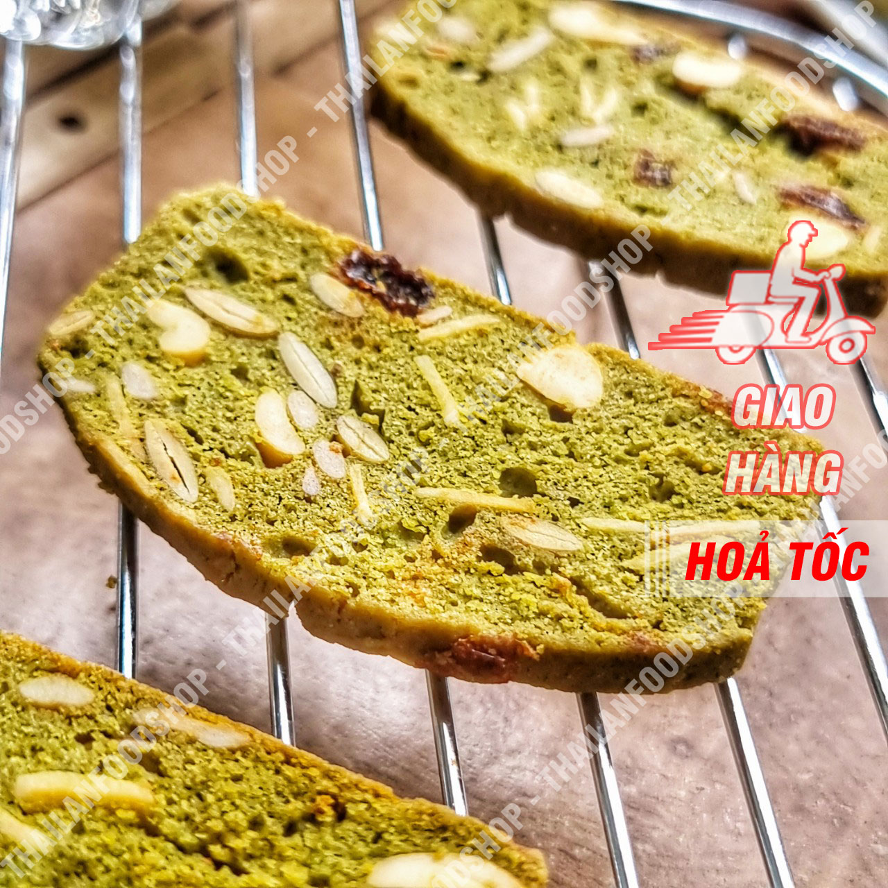 Bánh biscotti nguyên cám ngủ cốc vị trà xanh - lon 300gr
