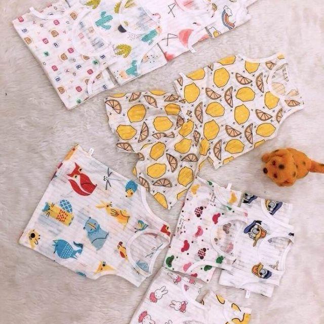 Combo 5 bộ sát nách cotton giấy thông hơi ( TẶNG VÒNG DÂU TẰM CHO BÉ )