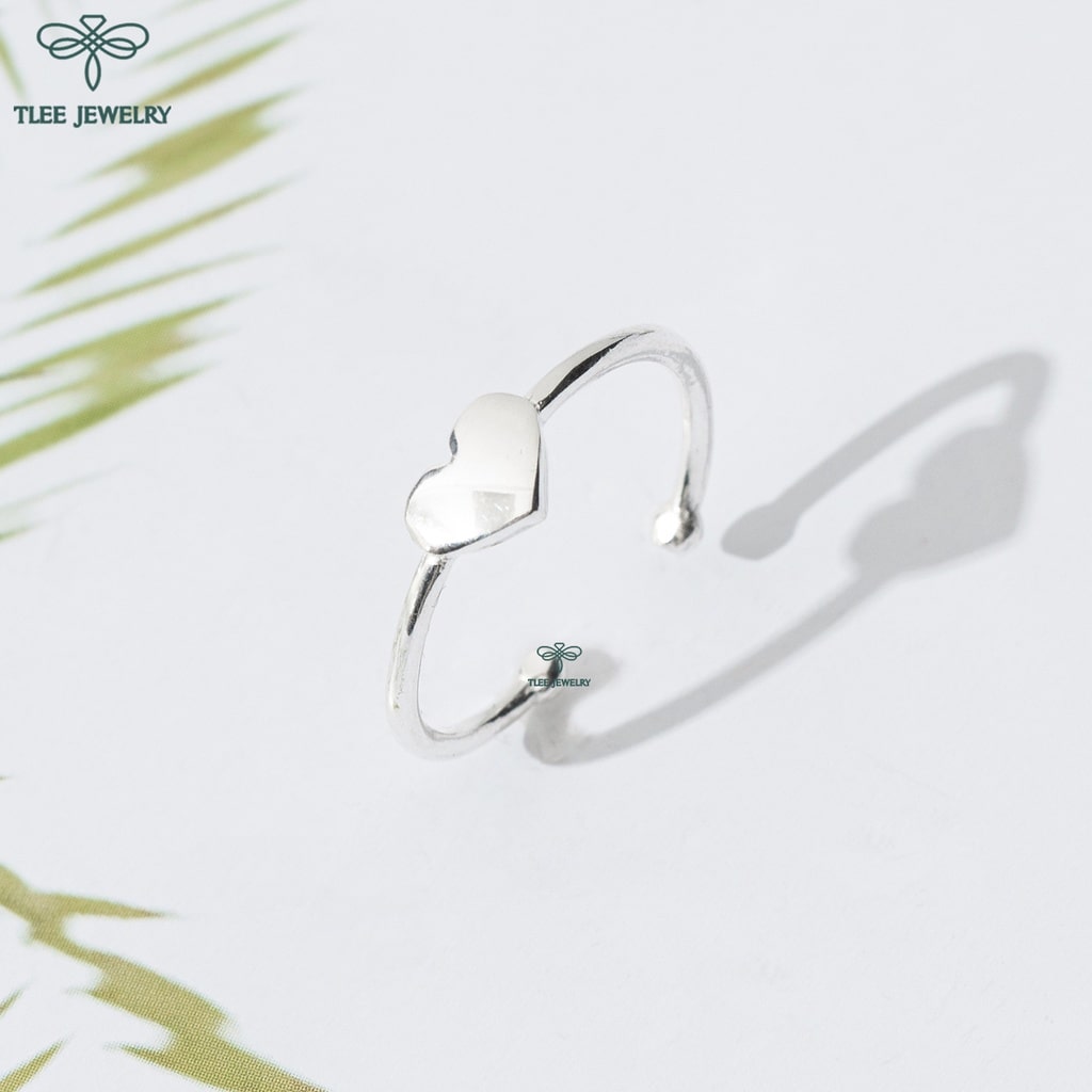 Nhẫn bạc nữ TLEE tim trơn freesize cá tính TleeJewelry A0233
