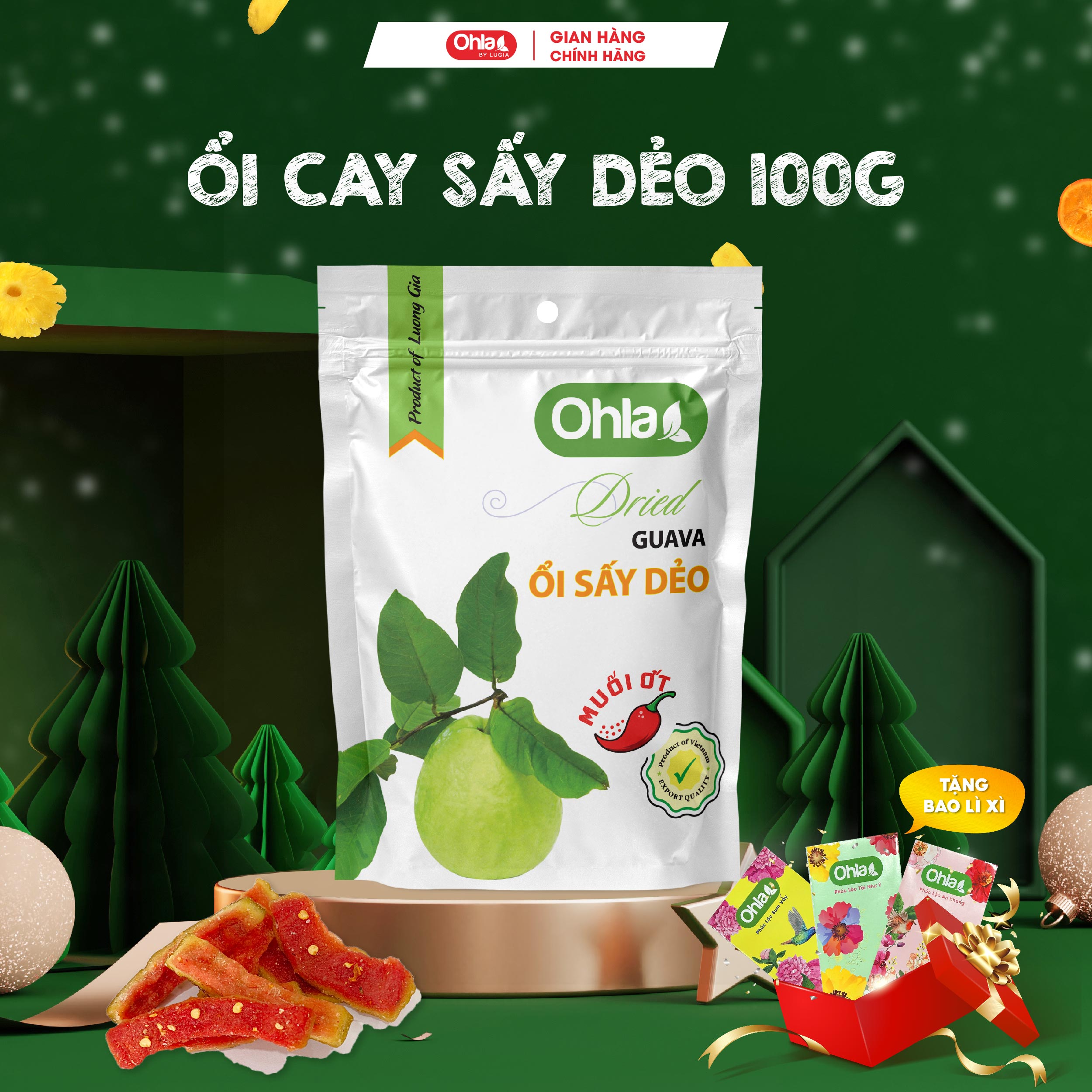 Ổi sấy dẻo muối ớt Ohla túi 100g