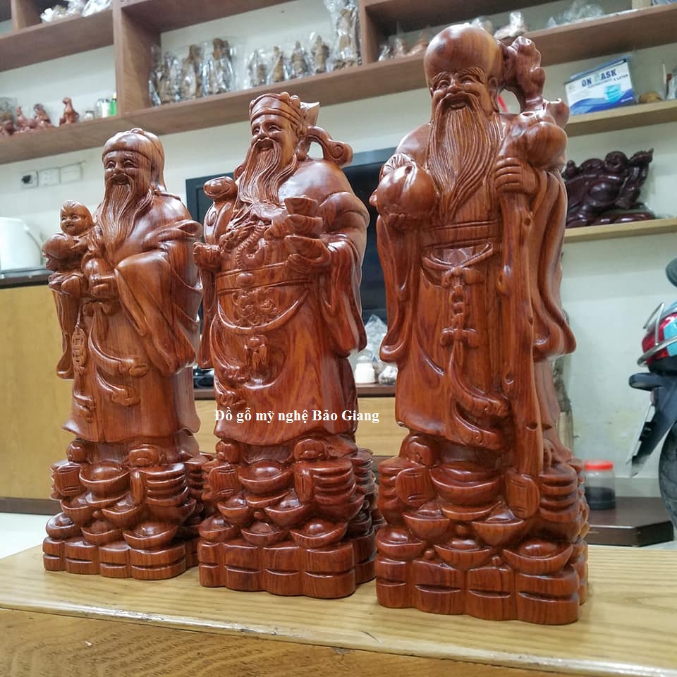 Bộ tượng tam đa gỗ hương cực rẻ cao 30cm