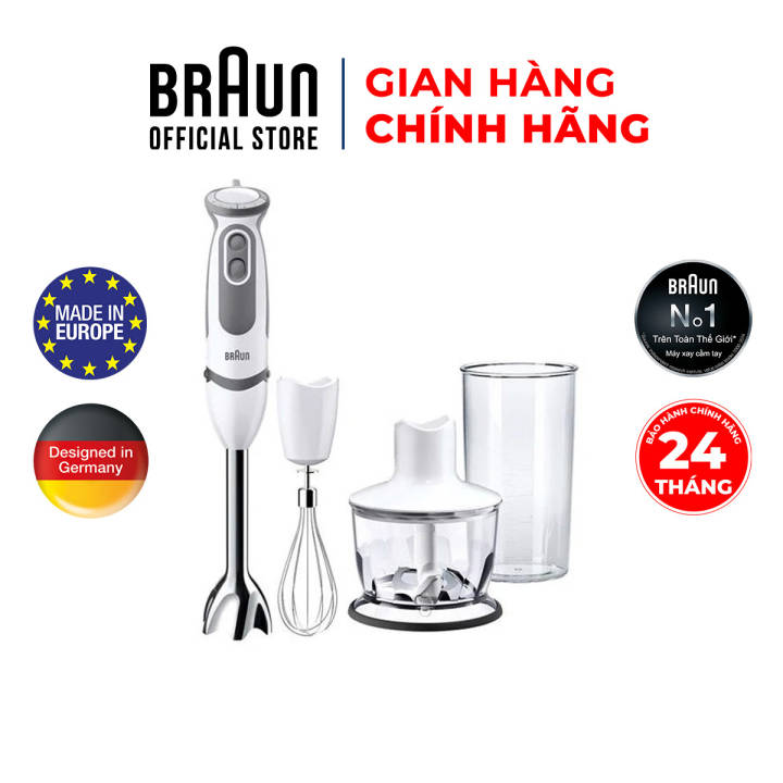 Máy xay cầm tay Braun MQ5235 – Sản xuất 100% tại Châu Âu Số 1 thế giới, Công suất 1000w, chống văng độc quyền, xay nhanh, xay thức ăn dặm cho bé,…