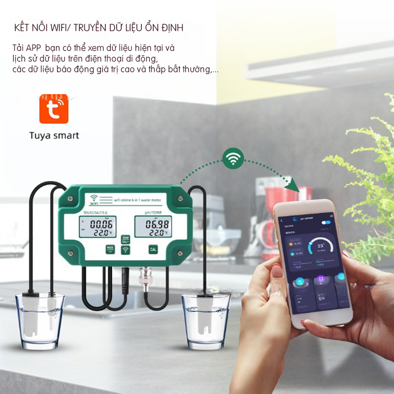 Máy Kiểm Tra Chất Lượng Nước 6 Trong 1 (TDS/EC/SAL/S.G/TEMP/PH)