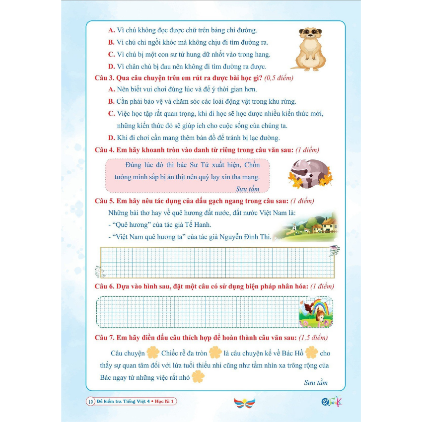 SÁCH - [ Lớp 4 - hk1 ] - Cánh diều - Đề kiểm tra tiếng việt 4 hk1