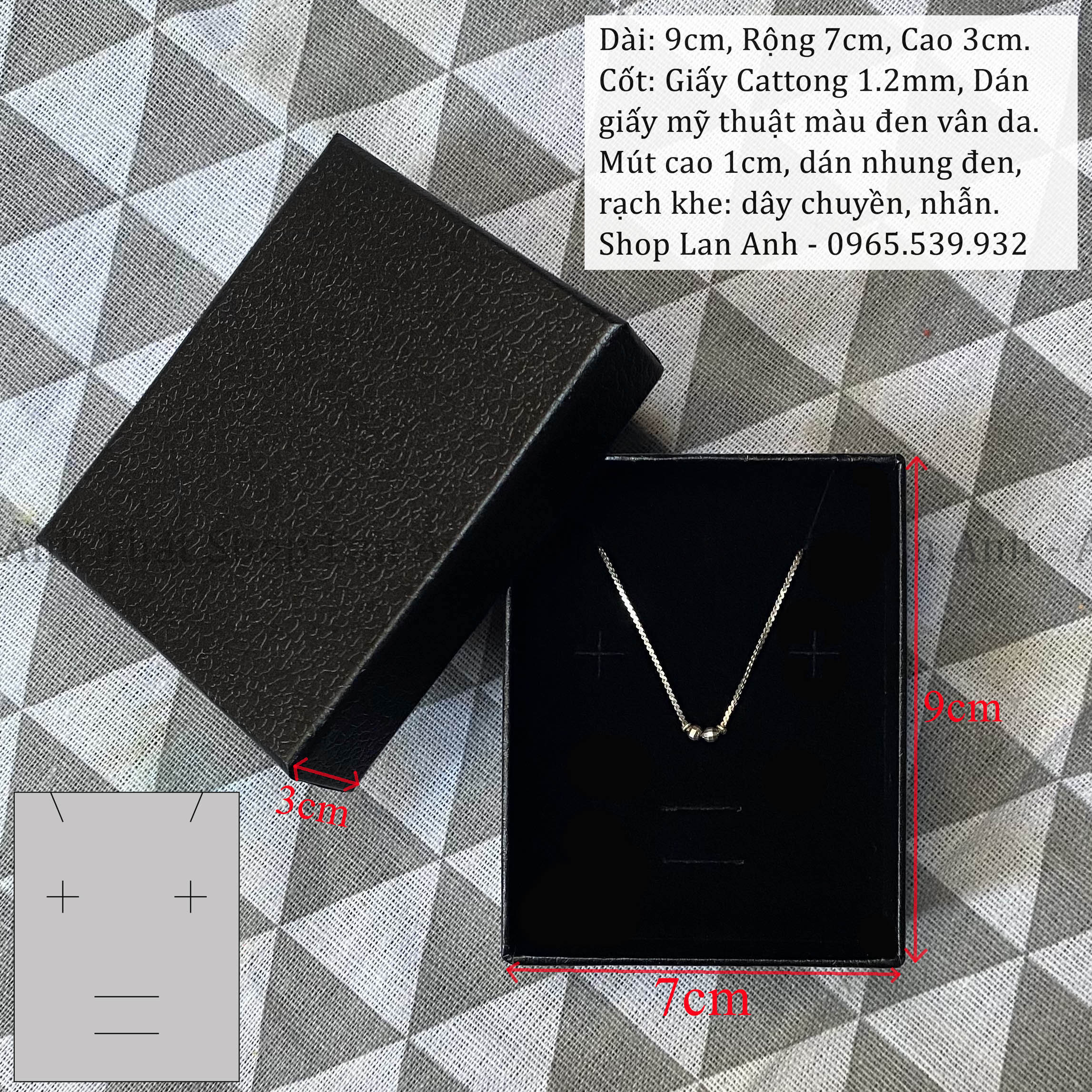 Boxes for jewelry with black paper grain imitation leather - shop Lan Anh