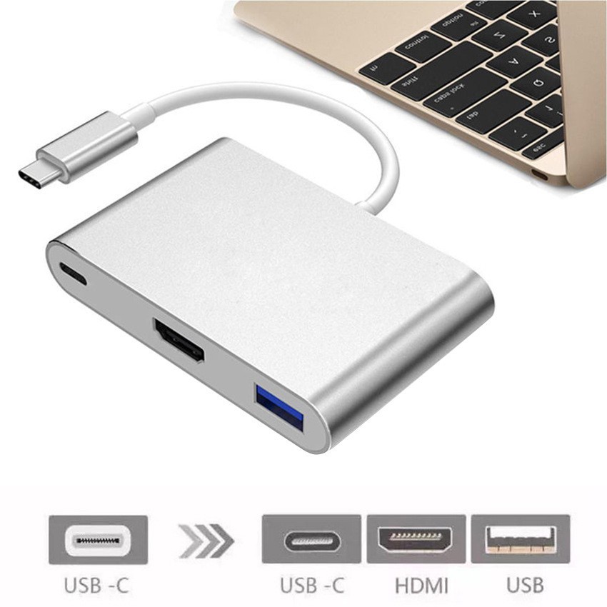 Cáp Chuyển Type C Sang Hdmi + Usb 3.0 + Type C - Usb-C