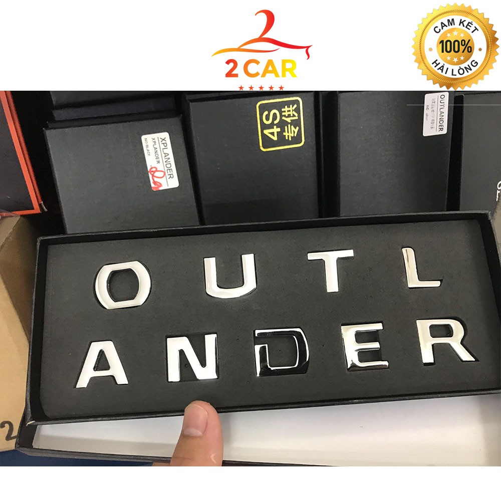 Chữ OUTLANDER, decal, tem Outlander gắn lắp capo xe chuẩn inox xịn gắn trang trí xe