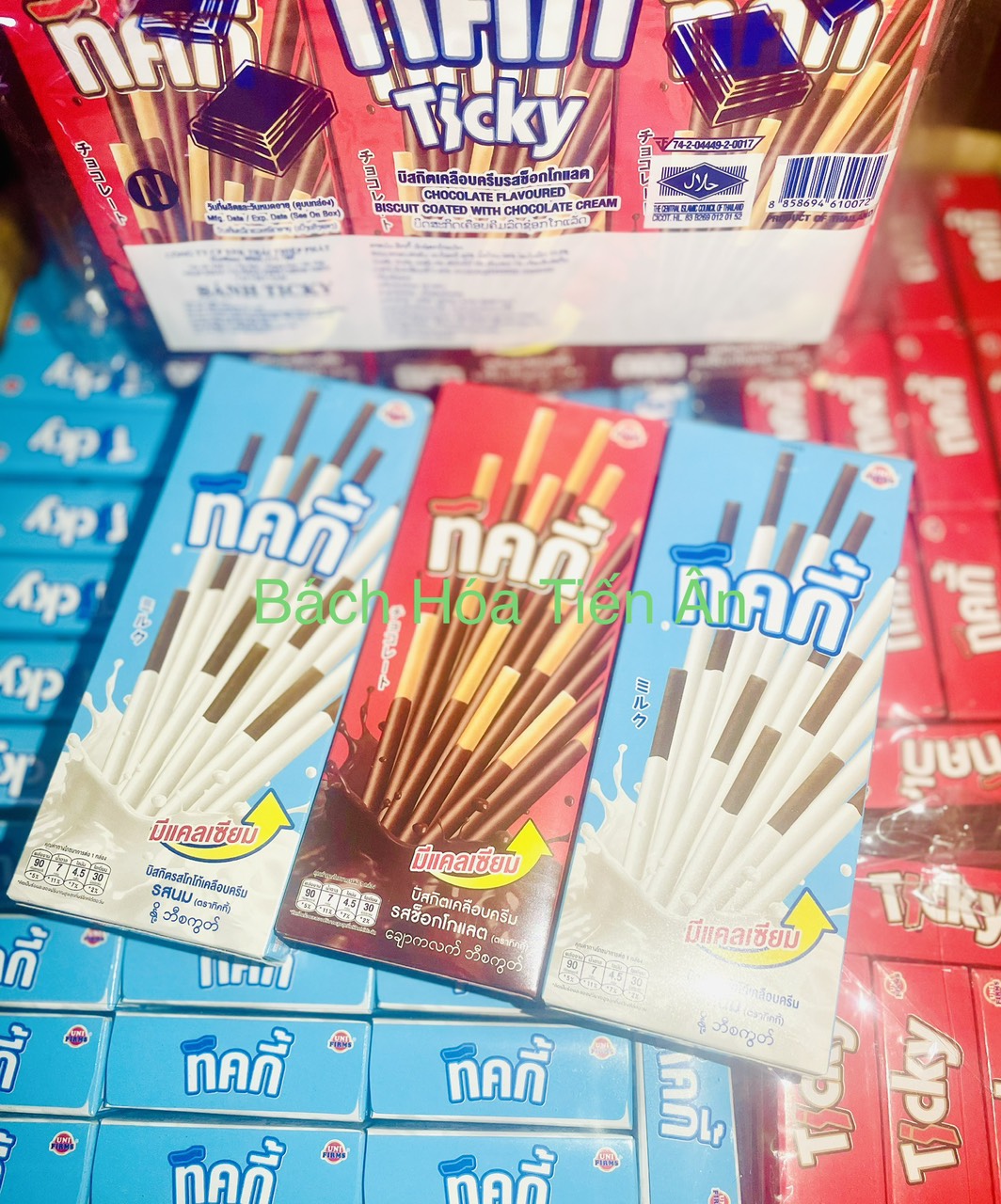 Combo 3 hộp bánh que ticky 18g vị chocolate, sữa 18g thailand