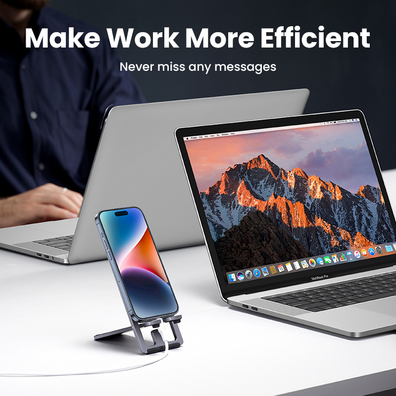 Ugreen Cell Phone Stand for Desk Adjustable Phone Holder Dock for iPhone 14 Plus/iPhone 15 14 Pro Max 13 12 Pro Max Xiaomi Foldable Mobile Phone Holder Stand