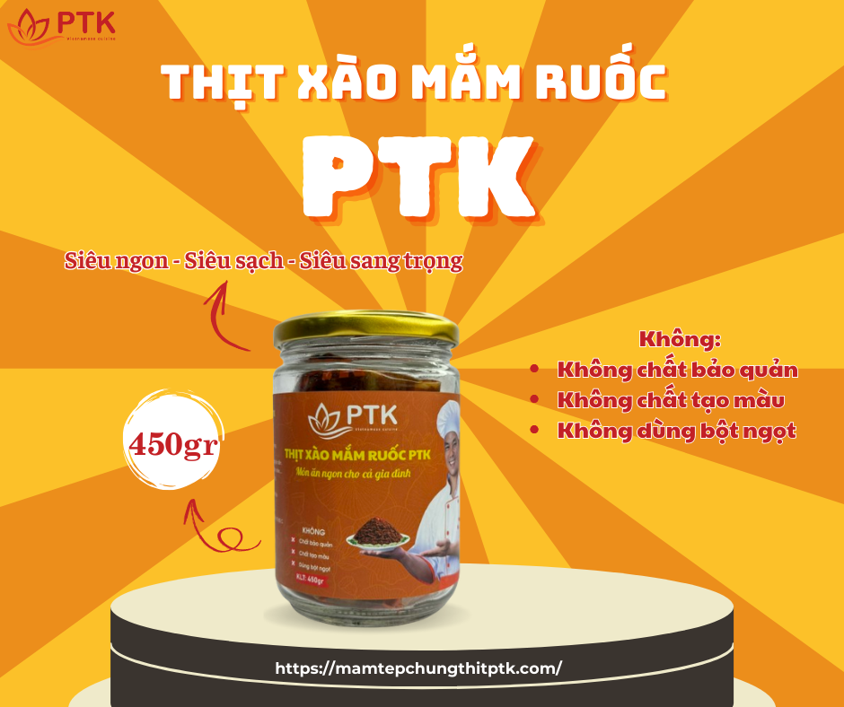 Thịt Xào Mắm Ruốc PTK lọ thủy tinh 450gr
