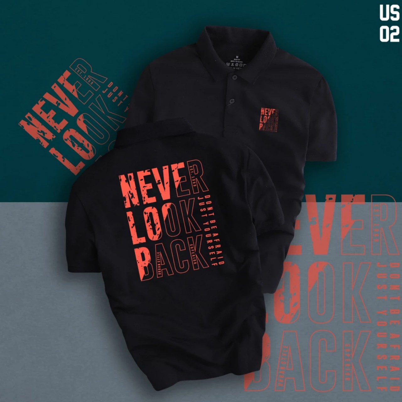 Áo thun cổ trụ cổ bâu polo never look back - aothunsn