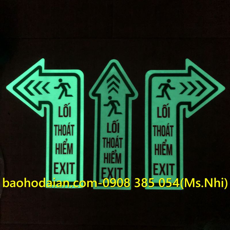 Biển dán chỉ dẫn lối thoát hiểm exit dạ quang (24x16cm)