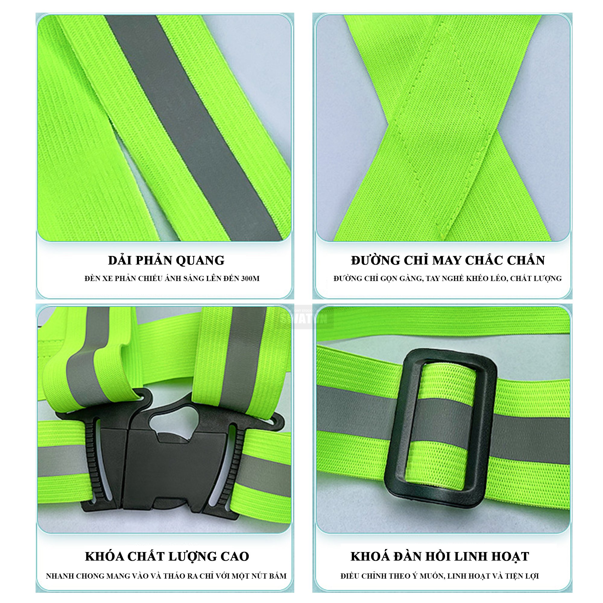 Áo dây phản quang thun 5cm Xanh