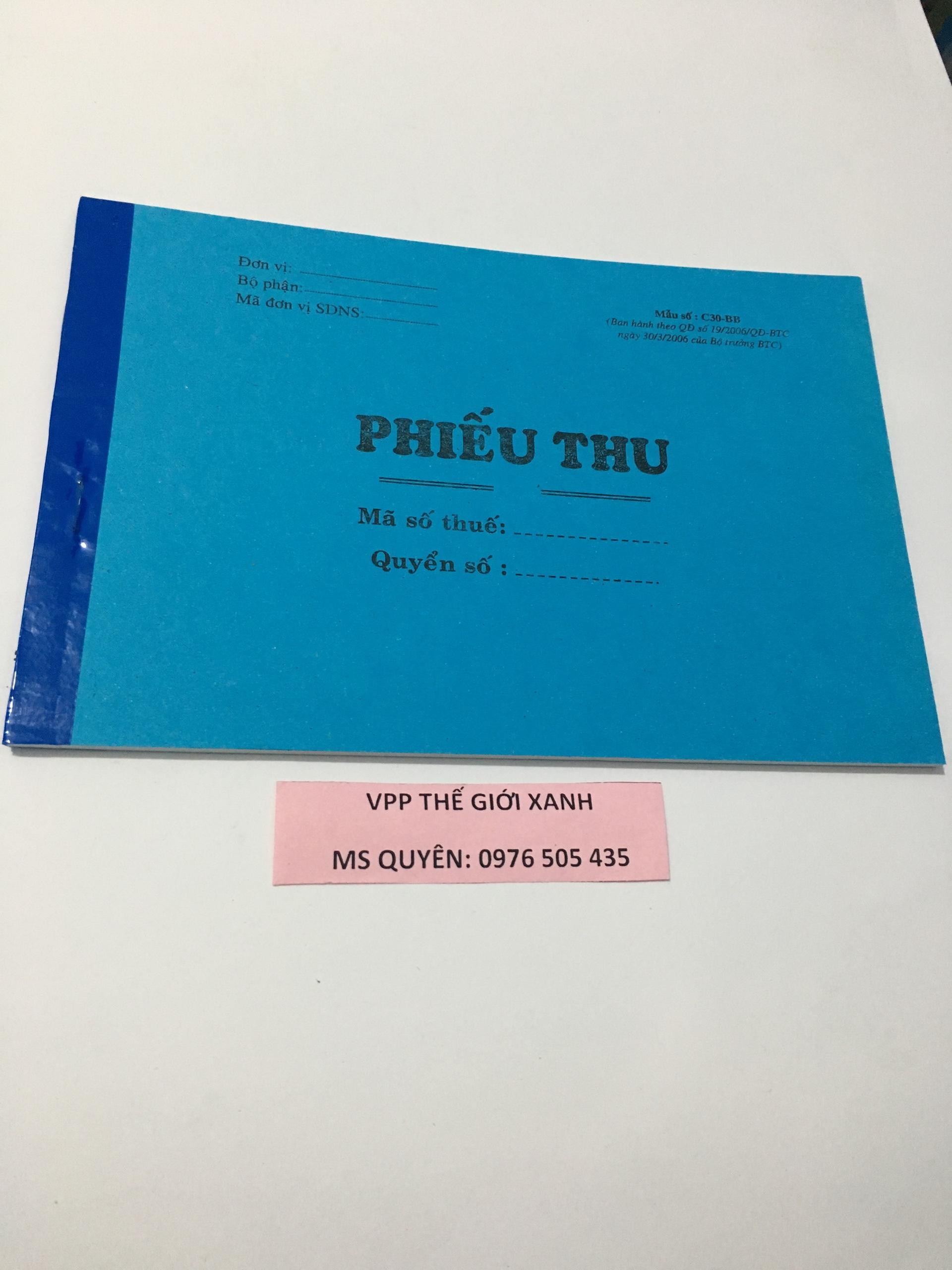 SET 10 CUỐN PHIẾU THU 1 LIÊN NHỎ (12.5*18.5CM)