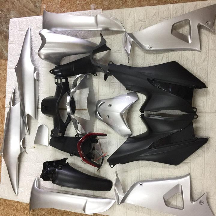 {Tặng kèm tem}   Bộ dàn áo xe Wave RS - wave alpha - wave s100 - Nhựa nguyên sinh ABS màu Bạc