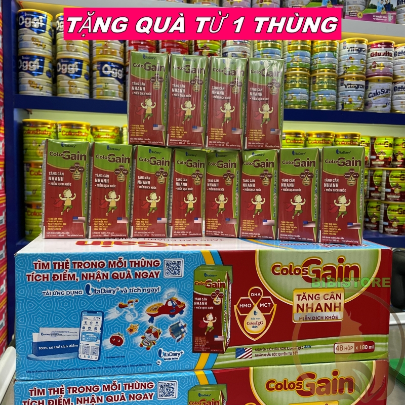 Thùng 48 hộp 180ml sữa bột pha sẵn colos gain