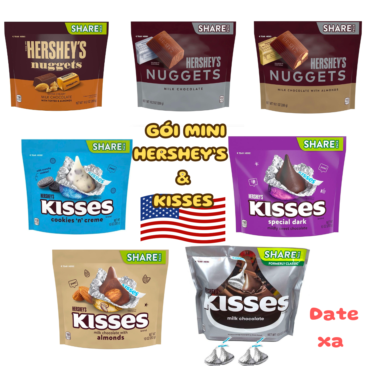 Túi nhỏ Socola Hershey's Và Kisses - Nhập Mỹ