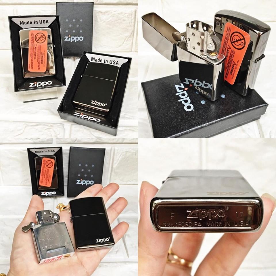 [HCM]Bật Lửa ZIPPO Mỹ (USA) Fullbox  - Trơn Bóng #Màu Đen(Có Tem Đỏ) [KHÔNG XĂNG]